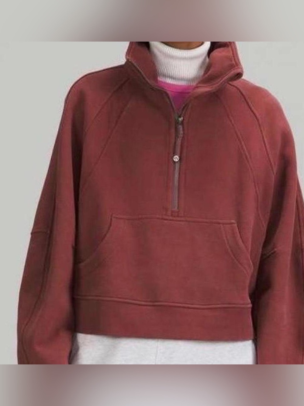 Lululemon Scuba Oversized Funnel Neck Half-Zip Hoodie Smoky Red Dark Pink M/L